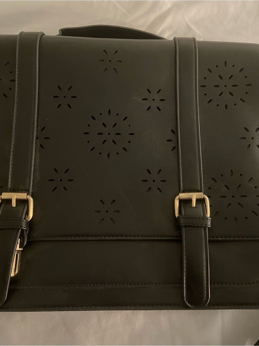Ecosusi Black Laser-Cut Satchel Crossbody Messenger Bag Purse - Picture 2 of 8